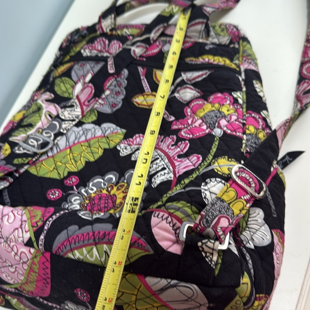 Vera Bradley Backpack 🎒 Floral Quilted black pink greens - Picture 15 of 16